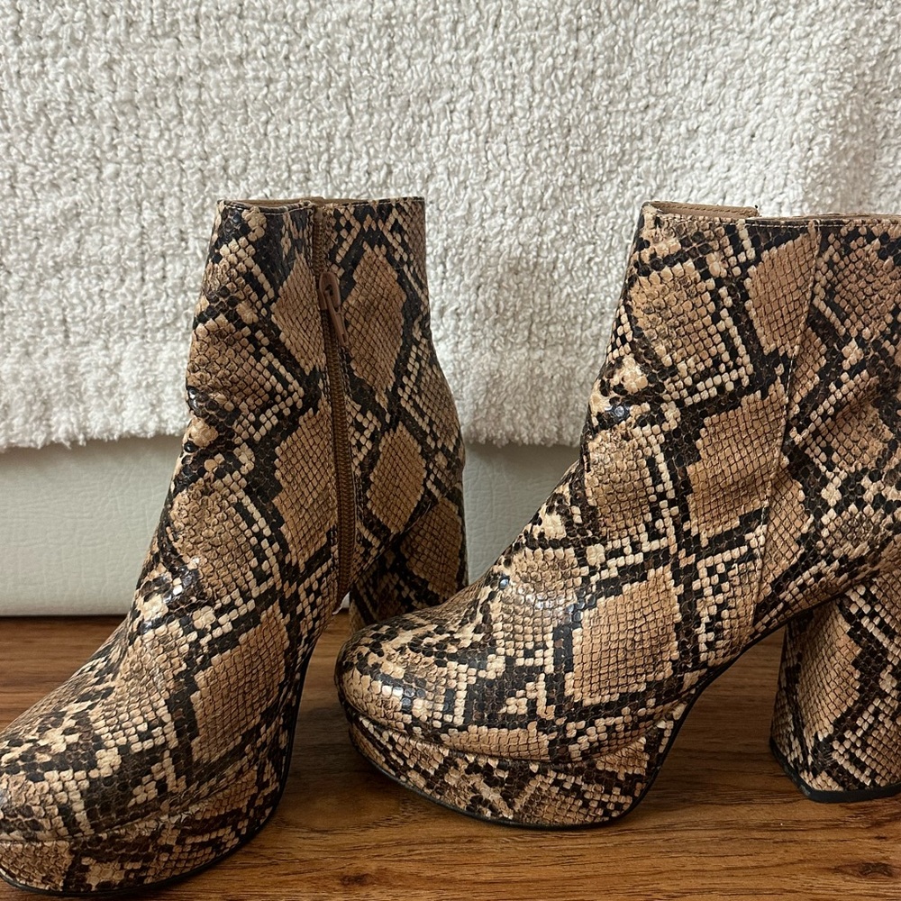 Snakeskin booties